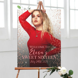 Sweet sixteen signe d'accueil avec photo sur toile