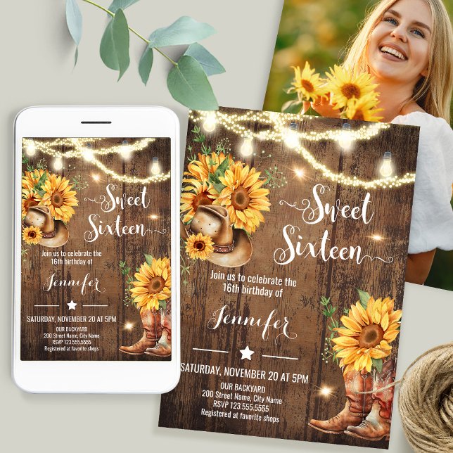 Sweet Sixteen Sunflowers Sunflowers Birthday Einladung (Von Creator hochgeladen)