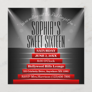 Sweet sixteen Tapis Rouge Invitation de fête d'ann