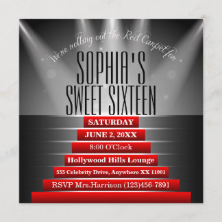 Sweet sixteen Tapis Rouge Invitation de fête d'ann