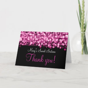 Sweet Sixteen Thank You Party Sparkles Pink Dankeskarte