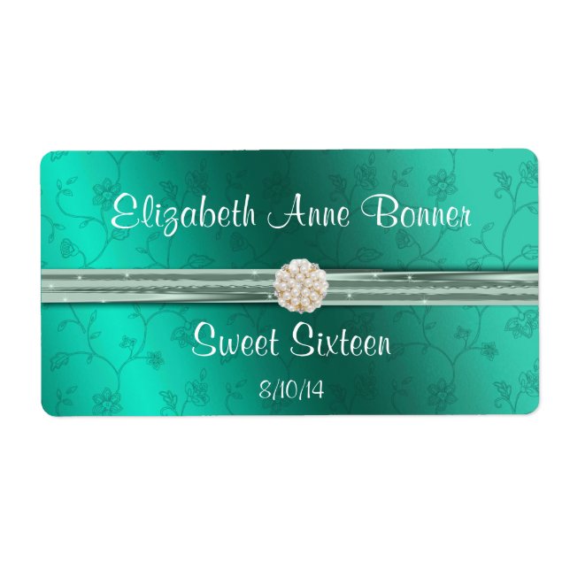 Sweet sixteen Turquoise avec des Étiquettes de bou (Devant)
