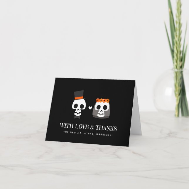 Sweet Skulls Wedding Dankeschön Card Dankeskarte (Vorderseite)