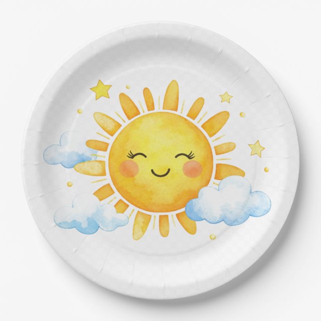 Sweet Sky Baby Shower Pappteller (Vorderseite)