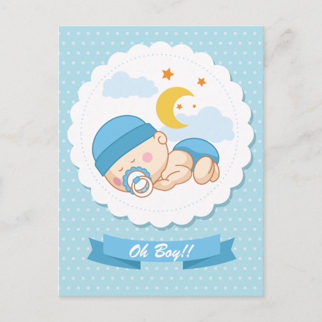 Sweet Sleeping Säugling Boy Baby Dusche Einladung (Vorderseite)