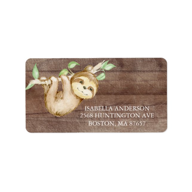 Sweet Sloth Baby Duschadresse Adressaufkleber (Vorne)