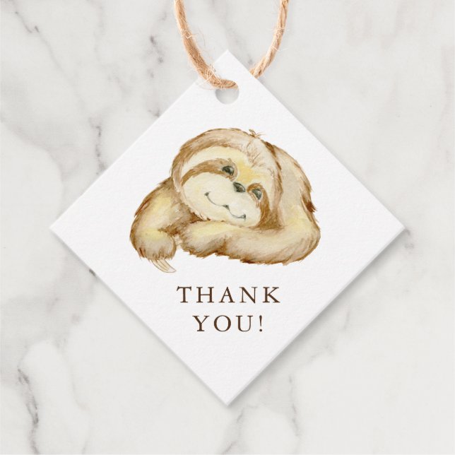 Sweet Sloth Baby Dusche Gefallen Geschenkanhänger (Vorderseite)