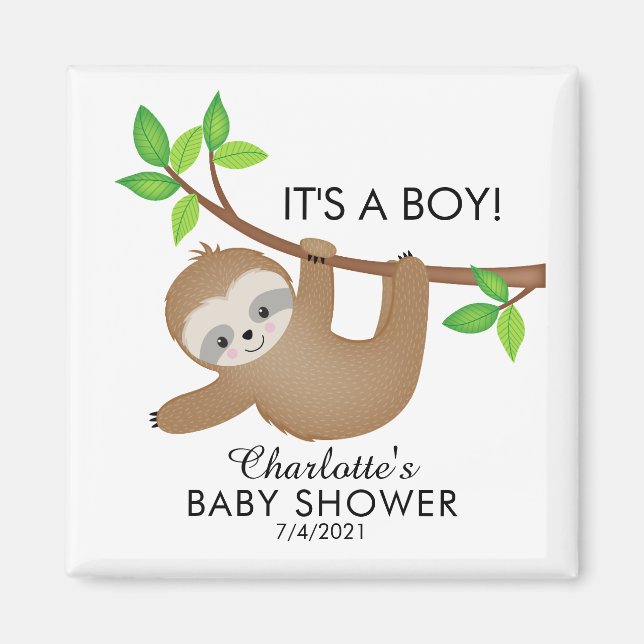 Sweet Sloth Baby Dusche Gefallen Magnet (Vorne)