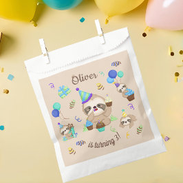 Sweet Sloth Birthday Party Blue Balloon  Geschenktütchen