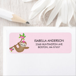 Sweet Sloth Girls Babydusche - Adressetikett