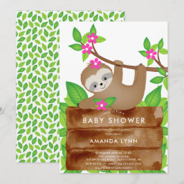 Sweet Sloth Girls Babydusche Einladung