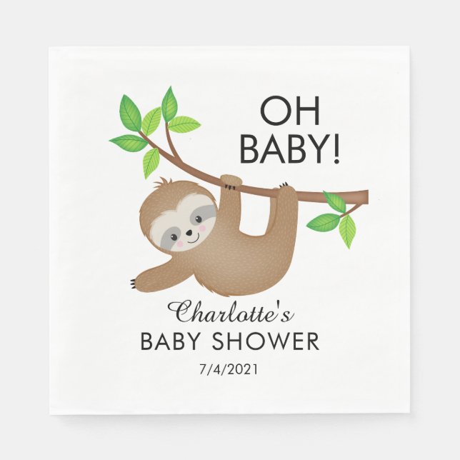 Sweet Sloth OH BABY Baby Duschpapier Napkins Serviette (Vorderseite)