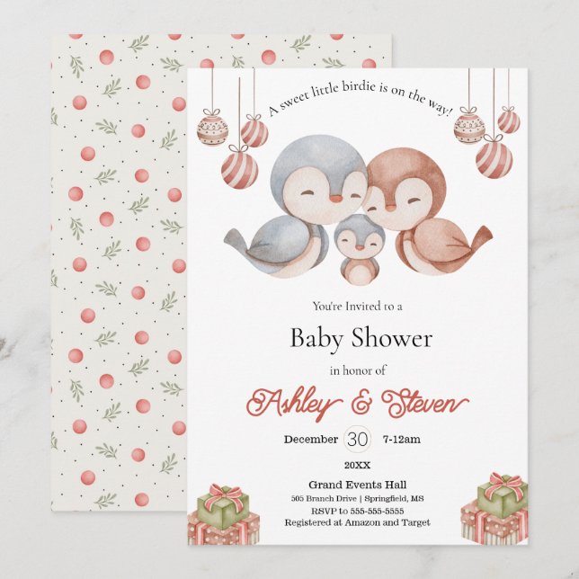 Sweet Small Birdie Baby Dusche Einladung (Vorne/Hinten)