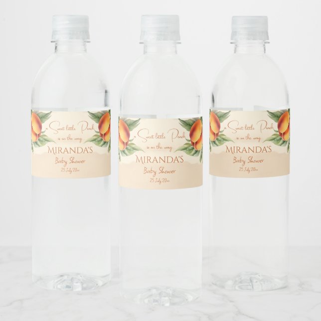 Sweet Small Peach Baby Dusche bedruckte Vorlage (Flaschen)
