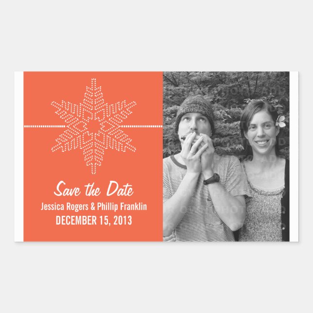 Sweet Snowflake Économisez Stickers Date, Orange (Devant)