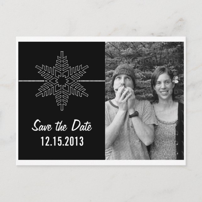Sweet Snowflake Enregistrer la date carte postale, (Devant)
