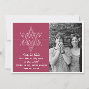 Sweet Snowflake Save the Date einladen, Fuchsia Einladung