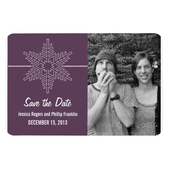 Sweet Snowflake Save the Date Magnet, Lila Magnet (Horizontal)