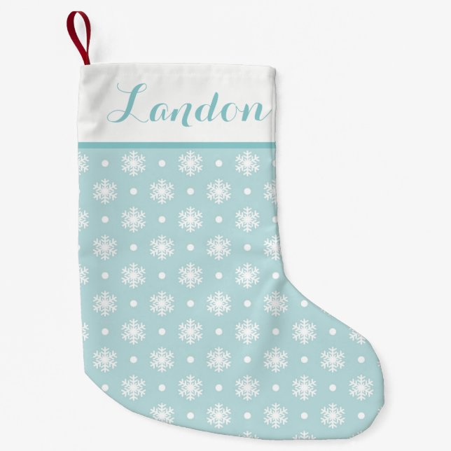 Sweet Snowflakes Personalisierter Strumpf / Blau Kleiner Weihnachtsstrumpf (Vorderseite)