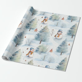 Sweet Snowman Forest Winterurlaub Geschenkpapier