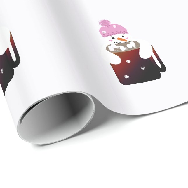 Sweet Snowman umarmt eine Tasse Geschenkpapier (Rolleneckpunkt)