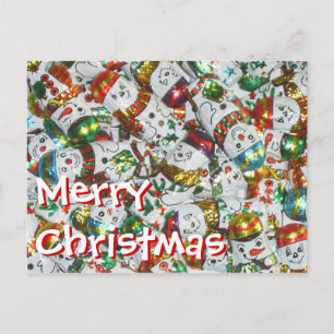Sweet Snowmen Frohe Weihnachtspostkarte horizontal Feiertagspostkarte