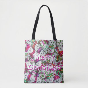 Sweet Snowmen Pink Frohe Weihnachten überall in Ro Tasche