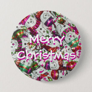 Sweet Snowmen Pink Frohe Weihnachtsknopf Button