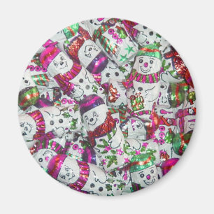 Sweet Snowmen Pink Magnet
