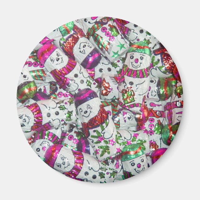 Sweet Snowmen Pink Magnet (Vorne)