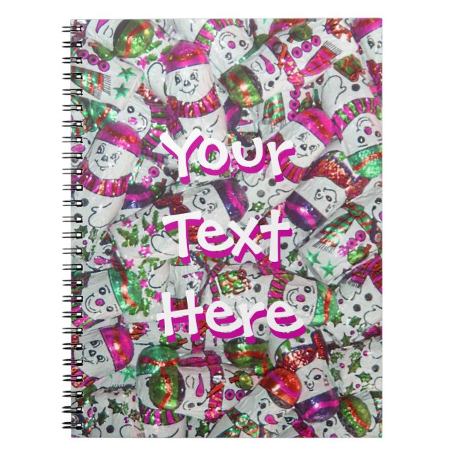 Sweet Snowmen Pink Text Notebook Notizblock (Vorderseite)