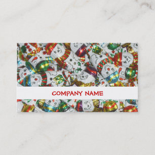 Sweet Snowmen rayure carte de visite blanc