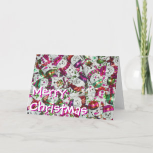 Sweet Snowmen rose "Joyeux Noël" carte avant