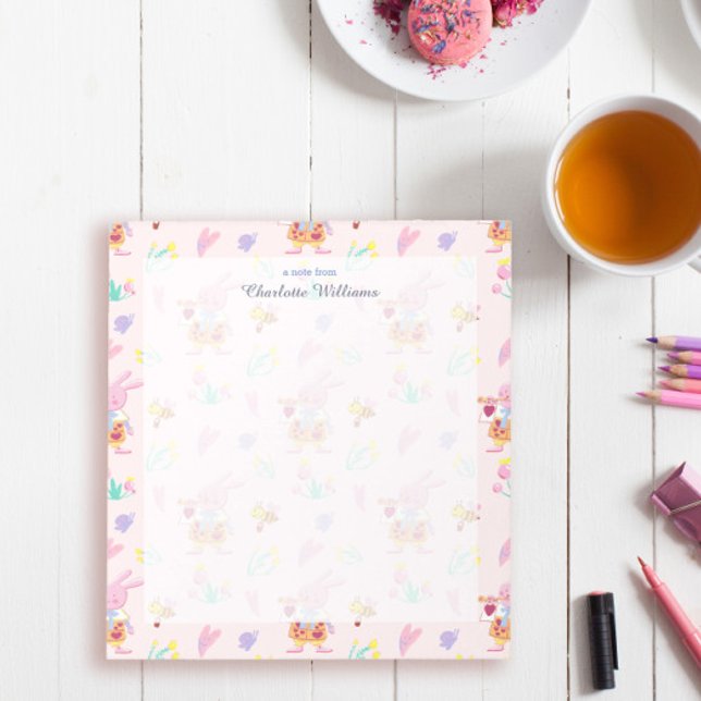 Sweet soft pink Aquarellkaninchen Muster Name Notizblock (Von Creator hochgeladen)