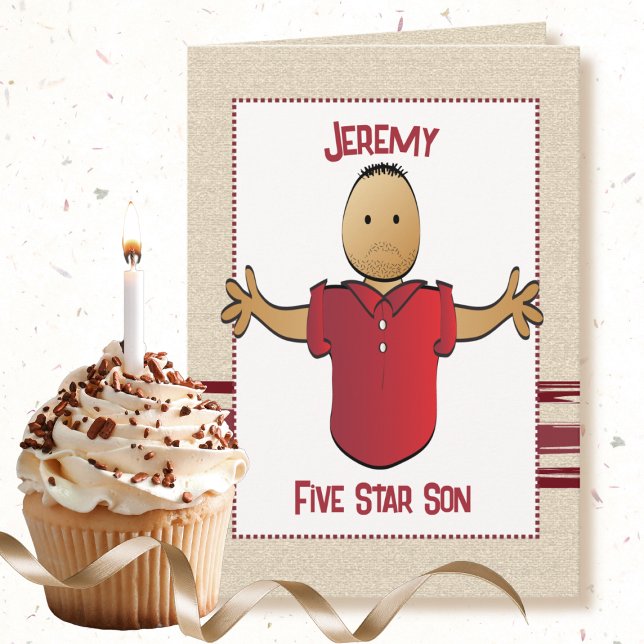 Sweet Son Cartoon Five Star Funny Birthday Karte (Von Creator hochgeladen)