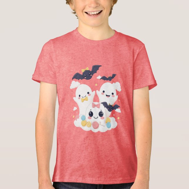 Sweet & Spooky Kawaii Ghost Party Tri-Blend Shirt (Vorderseite)