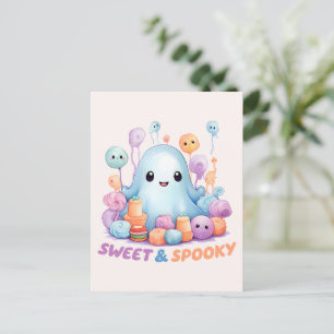 Sweet & Spooky - Niedliches Pastel Blue Ghoul Postkarte