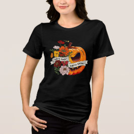 Sweet Spooky Pumpkin Floral Halloween Graphic T-Sh Tri-Blend Shirt