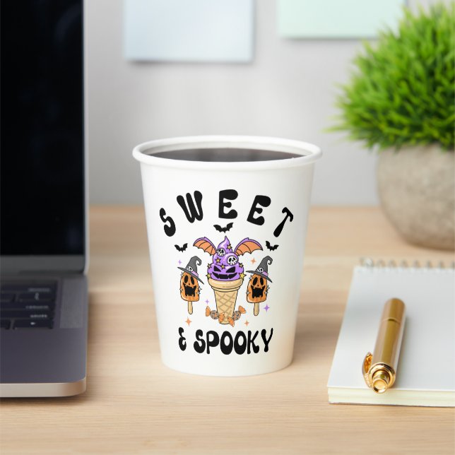 Sweet & Spooky Retro Halloween Eiscreme Conces Pappbecher (InSitu)