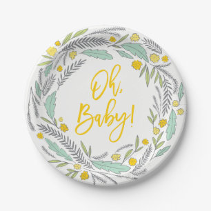 Sweet Sprigs Gender Neutral Baby Shower Plättchen Pappteller