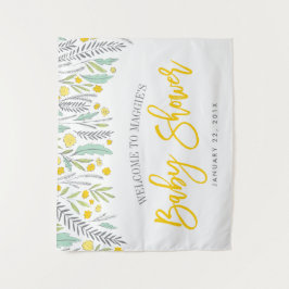 Sweet Sprigs Neutral Baby Shower Sign Tapestes Wandteppich