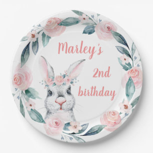 Sweet Spring Bunny Rabbit Birthday Thema Pappteller