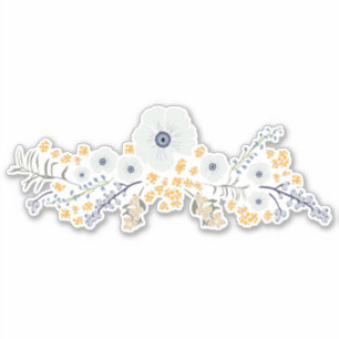 Sweet Spring Floral Blume Mix Blau Graugelb Aufkleber