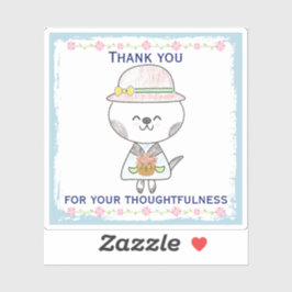 Sweet Spring Flowers Kawaii Cat Vielen Dank Aufkleber