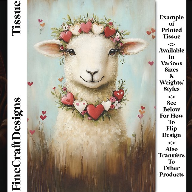 Sweet Spring Lamb floral Heart Crown CH6 Decoupage Seidenpapier (Von Creator hochgeladen)