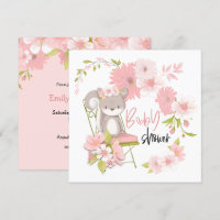 Sweet Squirrel Florals White Pink Girl Baby Dusche