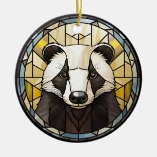Sweet Stached Glass Badger Keramik Ornament