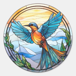 Sweet Stached Glass Bluebird Runder Aufkleber