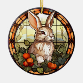 Sweet Stached Glass Bunny Rabbit Keramik Ornament