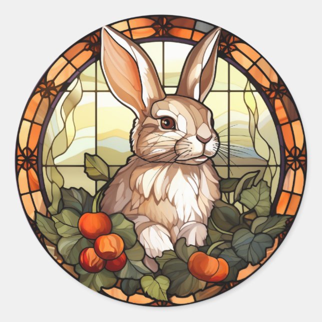 Sweet Stached Glass Bunny Rabbit Runder Aufkleber (Vorderseite)
